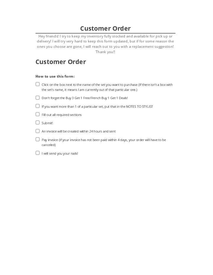 Pre-fill Customer Order from Netsuite