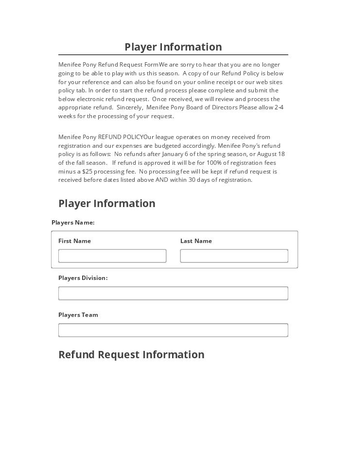 Export Player Information to Netsuite
