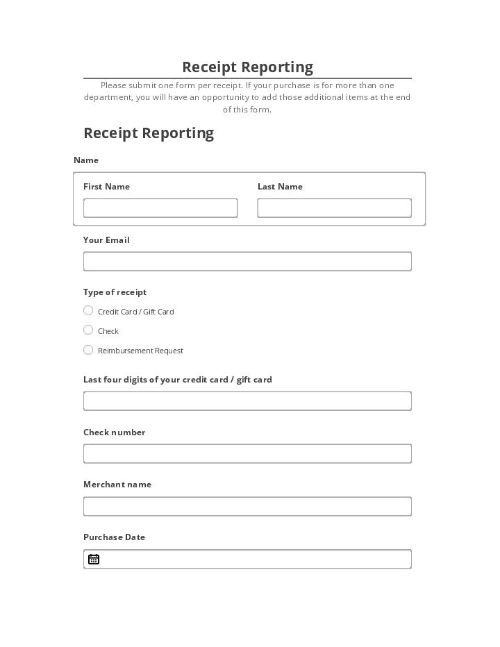 Pre-fill Receipt Reporting from Netsuite