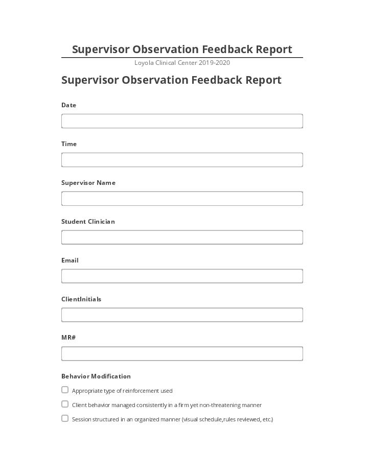 Integrate Supervisor Observation Feedback Report with Salesforce