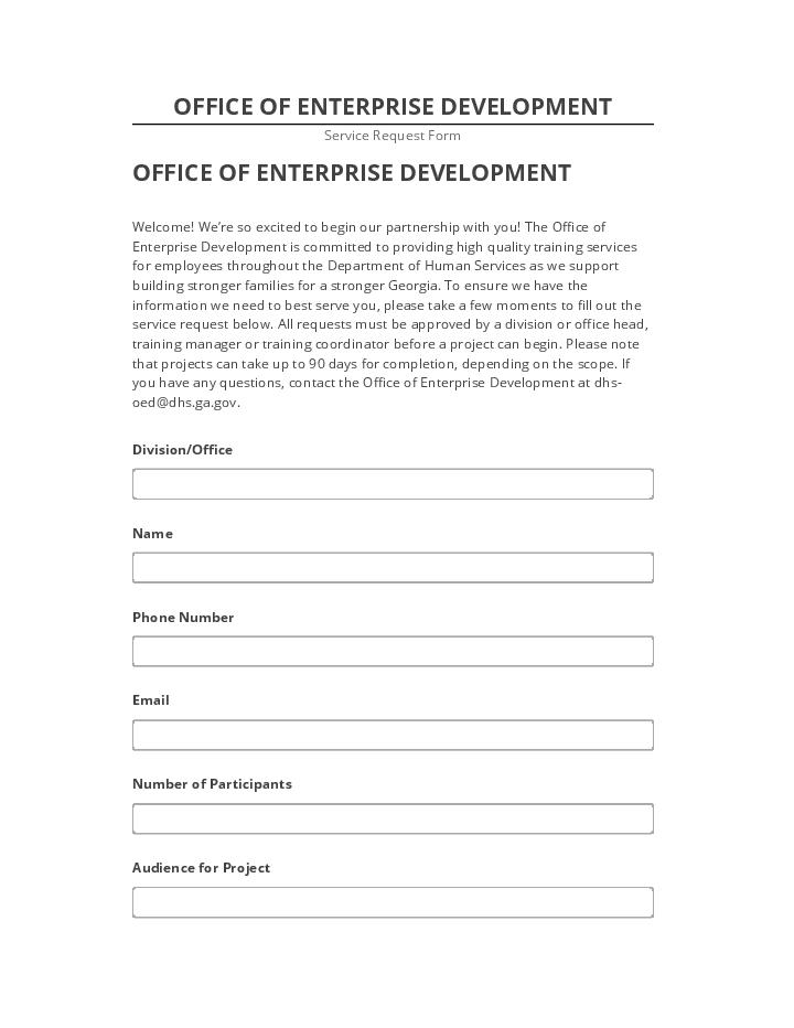 Pre-fill OFFICE OF ENTERPRISE DEVELOPMENT from Salesforce