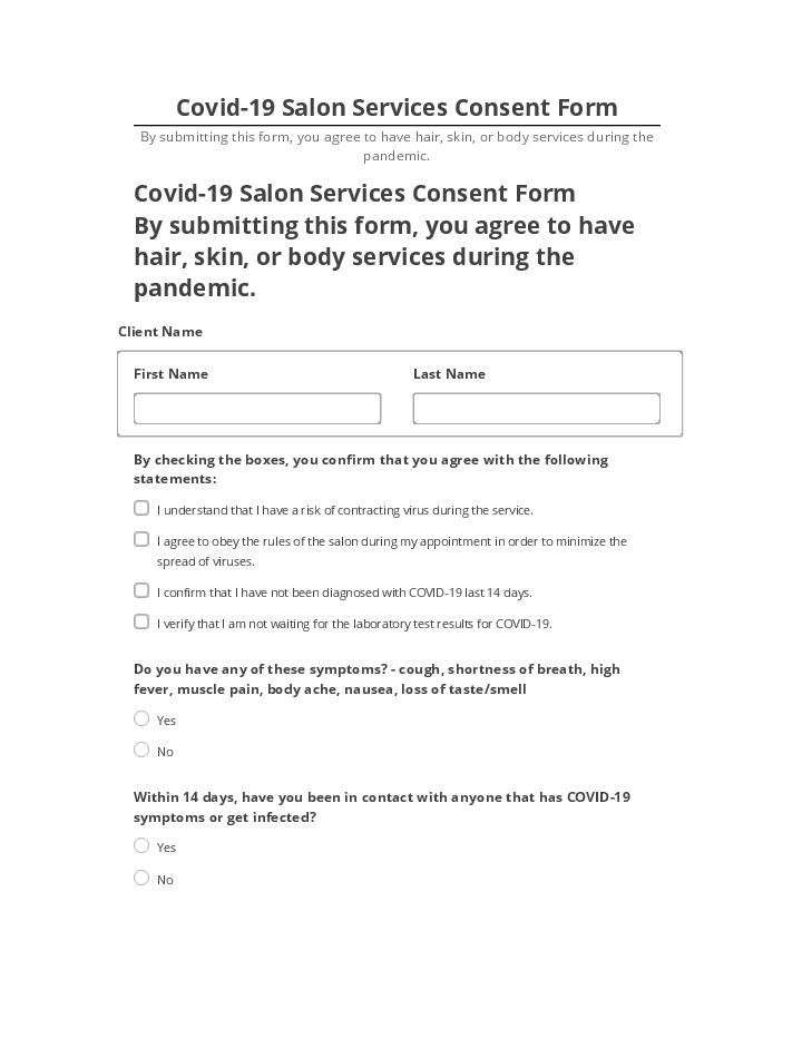 Synchronize Covid-19 Salon Services Consent Form with Netsuite