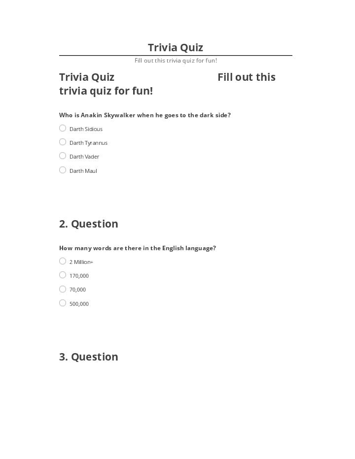 Pre-fill Trivia Quiz from Salesforce