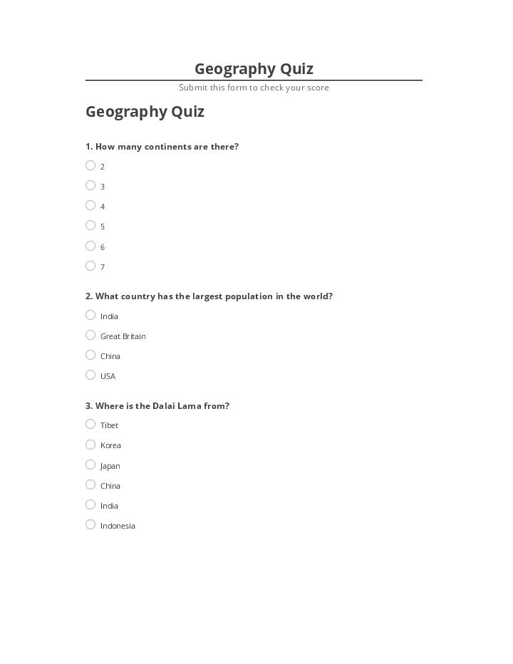 Arrange Geography Quiz in Netsuite