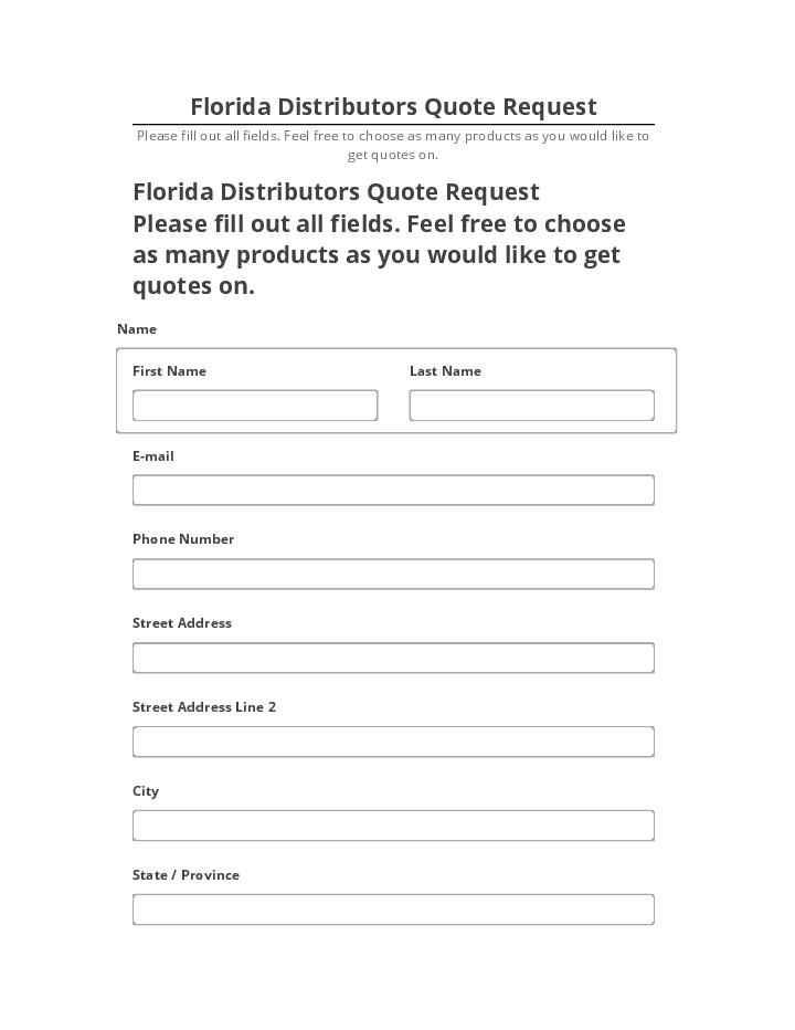 Arrange Florida Distributors Quote Request in Microsoft Dynamics