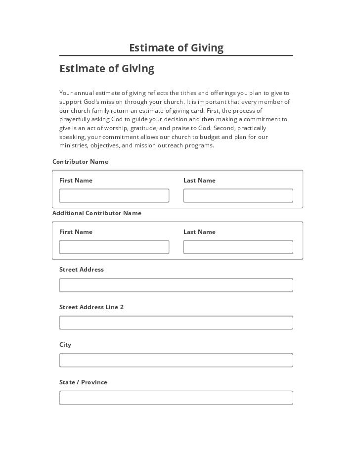Pre-fill Estimate of Giving from Salesforce
