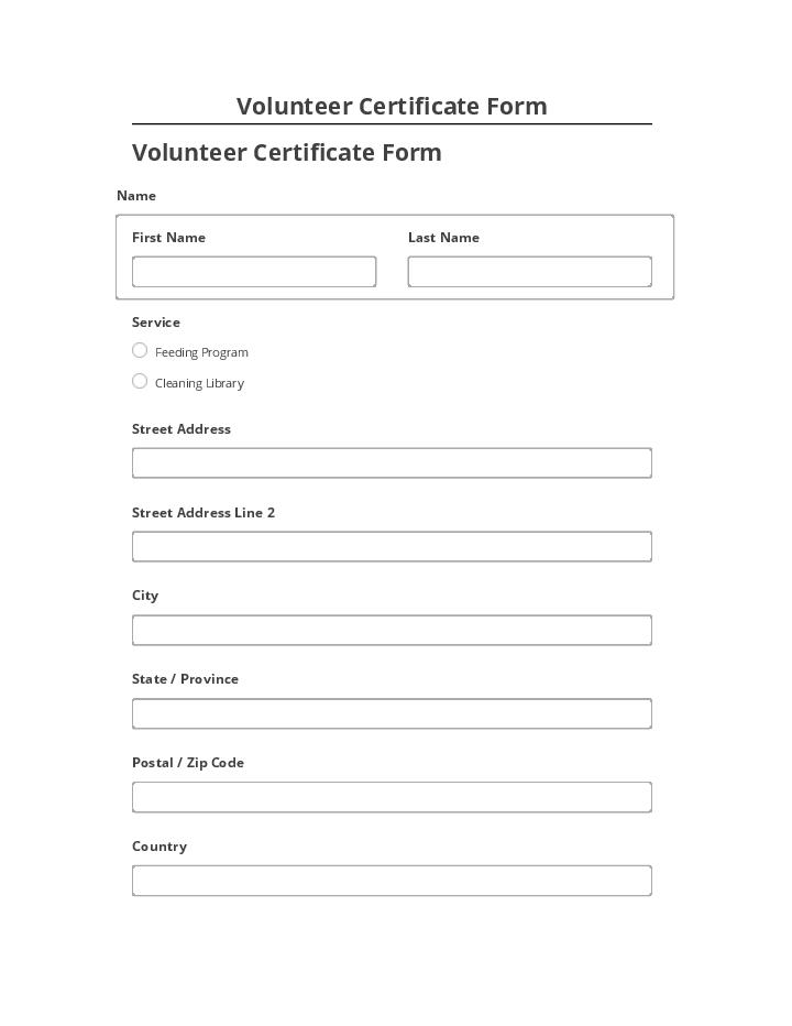 Export Volunteer Certificate Form to Netsuite