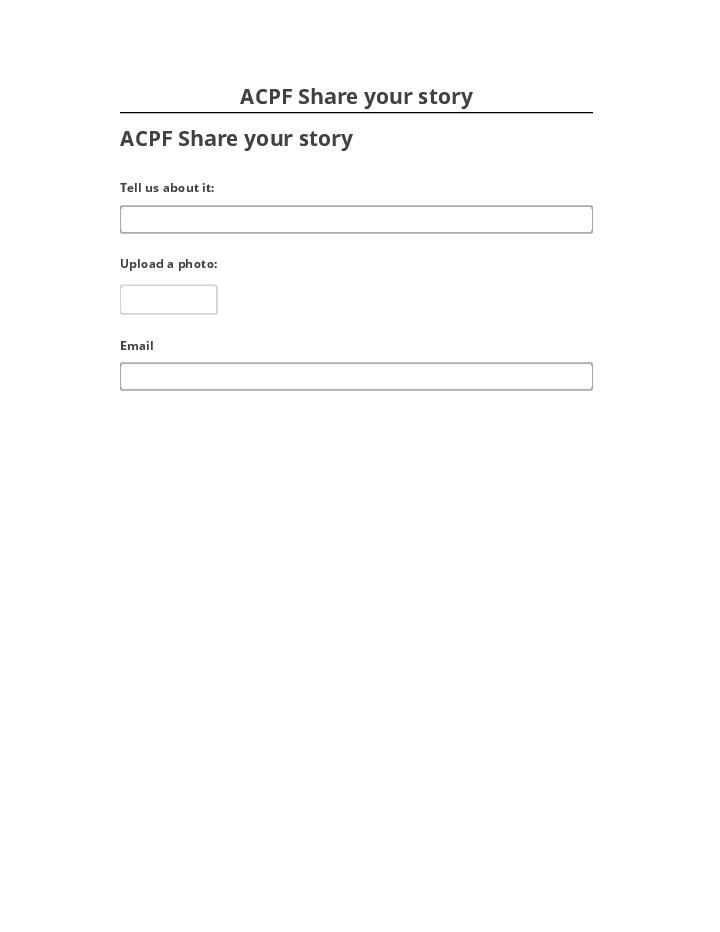 Arrange ACPF Share your story in Microsoft Dynamics