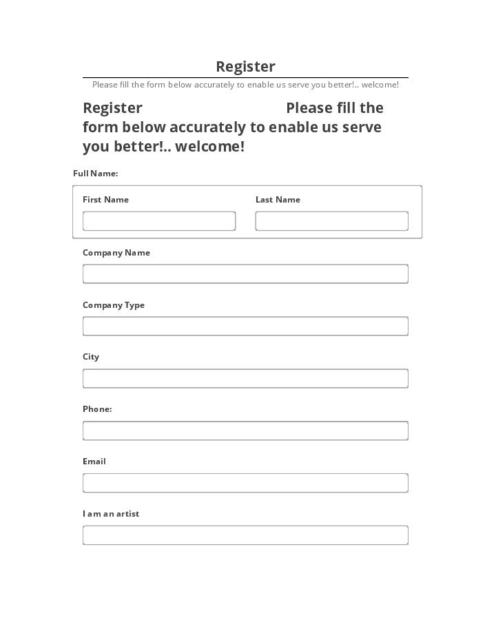 Pre-fill Register from Netsuite