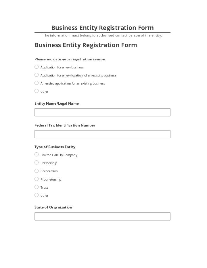 Export Business Entity Registration Form to Microsoft Dynamics