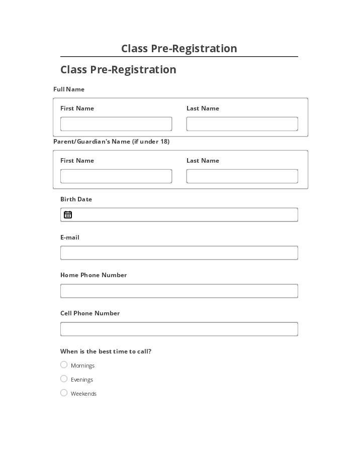 Pre-fill Class Pre-Registration from Salesforce
