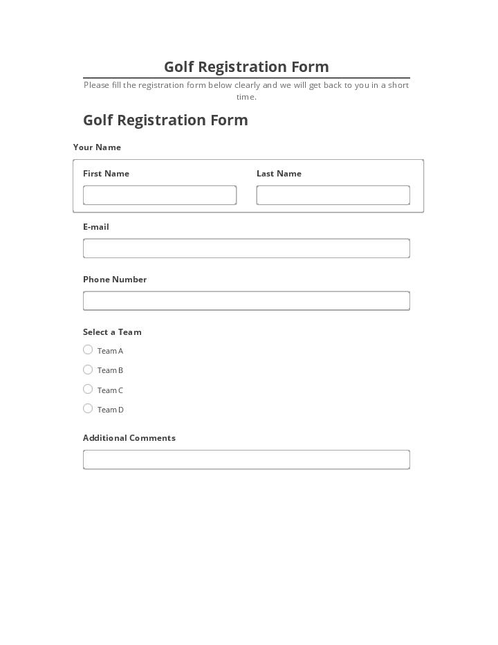 Update Golf Registration Form