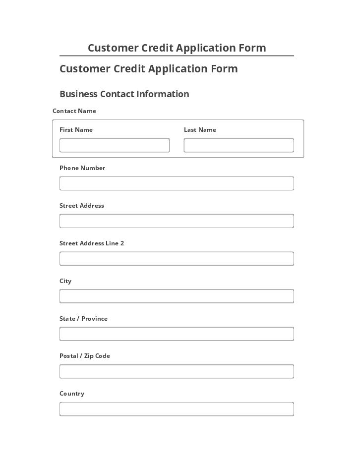 Arrange Customer Credit Application Form