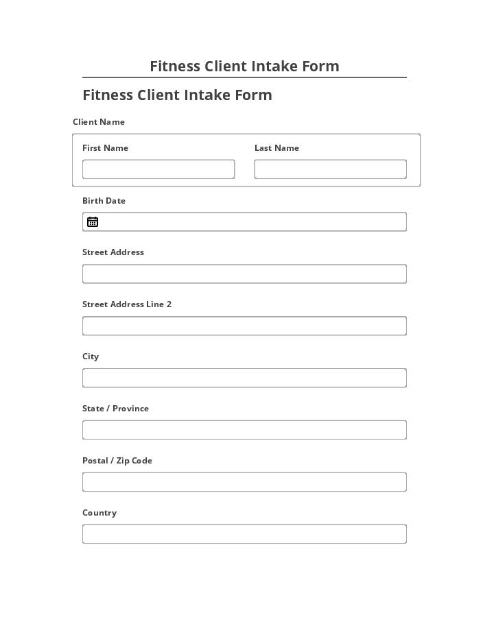Arrange Fitness Client Intake Form in Microsoft Dynamics