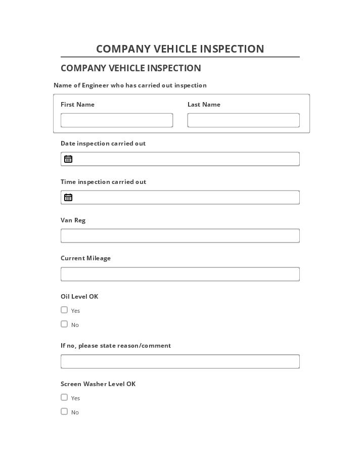 Export COMPANY VEHICLE INSPECTION to Salesforce