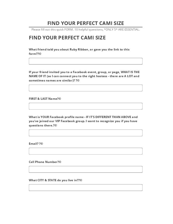 Arrange FIND YOUR PERFECT CAMI SIZE in Netsuite