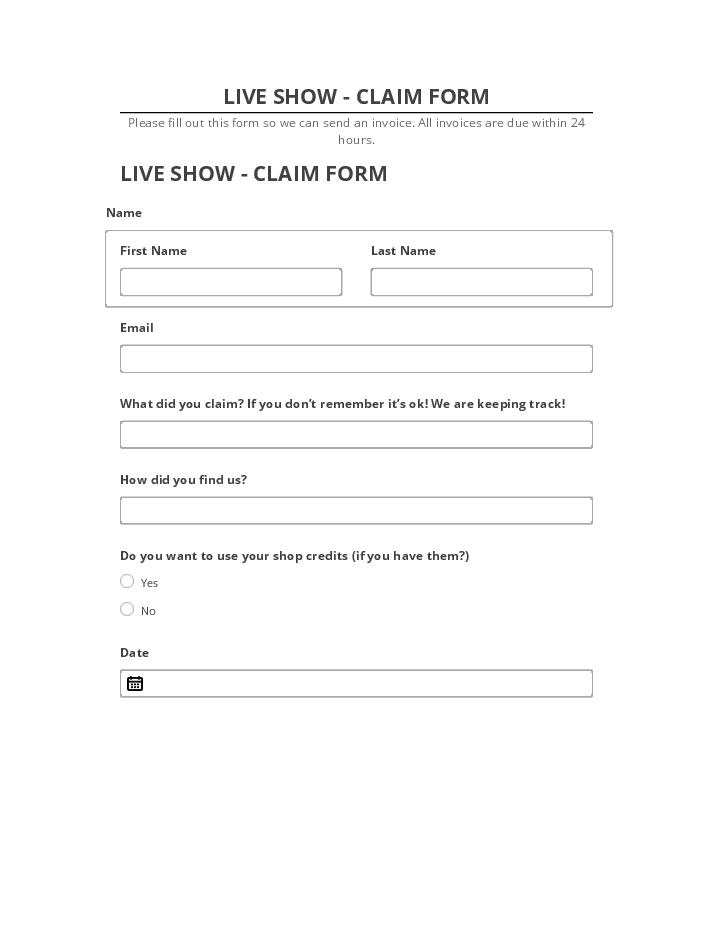 Export LIVE SHOW - CLAIM FORM to Microsoft Dynamics