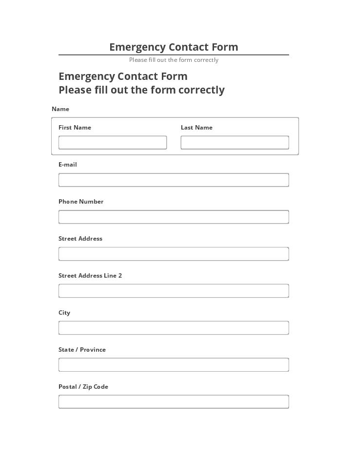 Integrate Emergency Contact Form