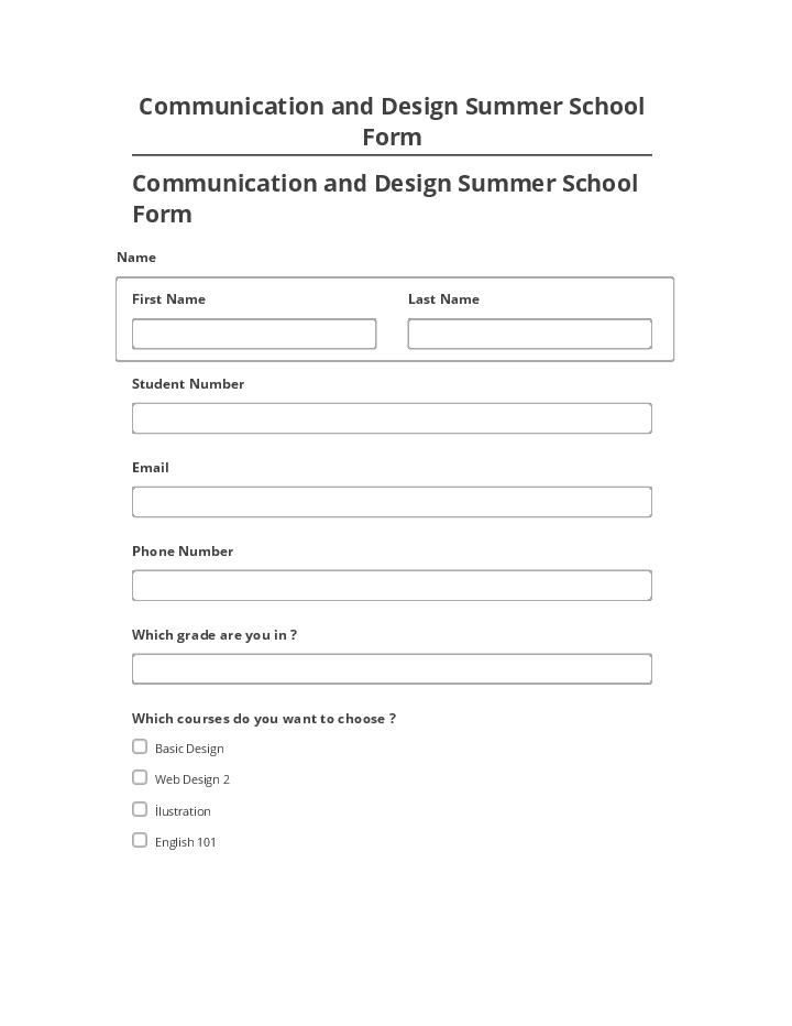 Integrate Communication and Design Summer School Form