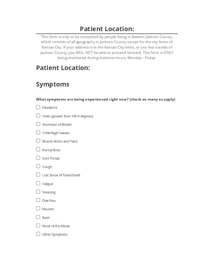 Export Patient Location: to Salesforce