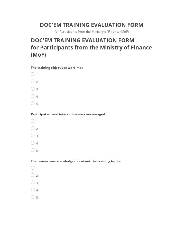 Incorporate DOC'EM TRAINING EVALUATION FORM in Microsoft Dynamics
