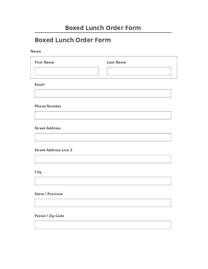 Arrange Boxed Lunch Order Form