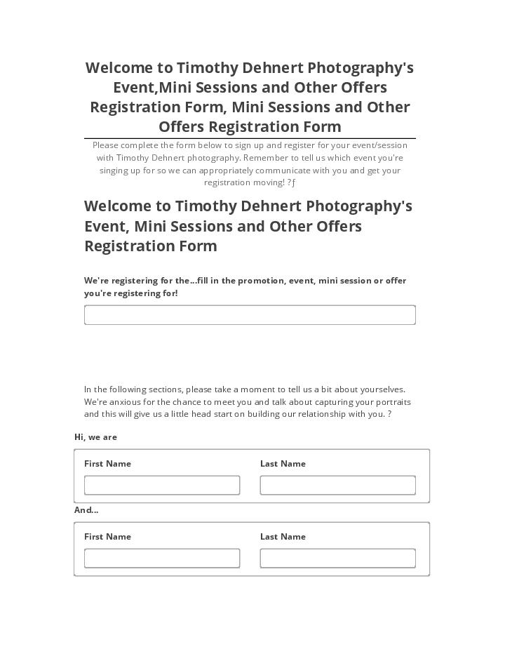 Export Welcome to Timothy Dehnert Photography's Event,Mini Sessions and Other Offers Registration Form, Mini Sessions and Other Offers Registration Form to Microsoft Dynamics