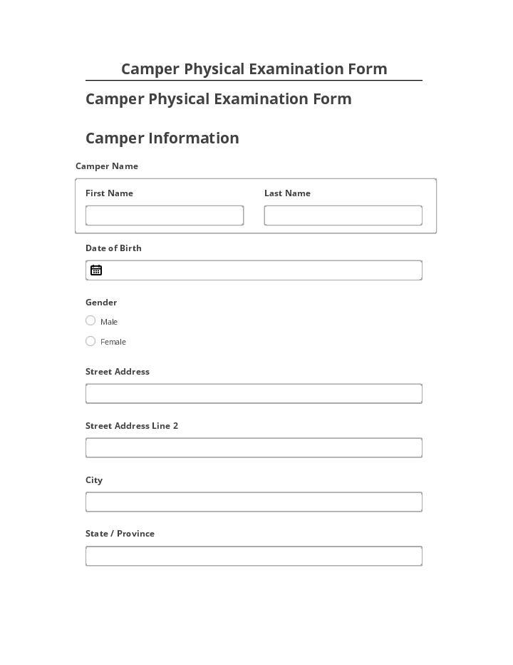 Arrange Camper Physical Examination Form in Salesforce