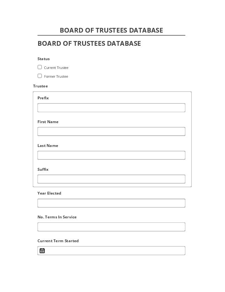 Update BOARD OF TRUSTEES DATABASE from Netsuite