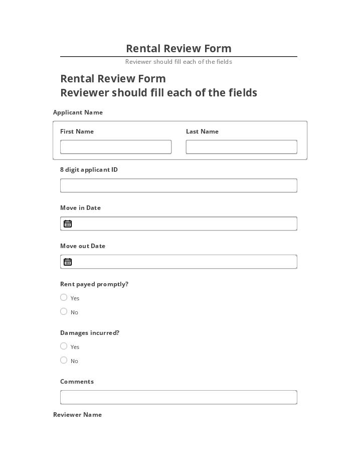 Manage Rental Review Form in Salesforce