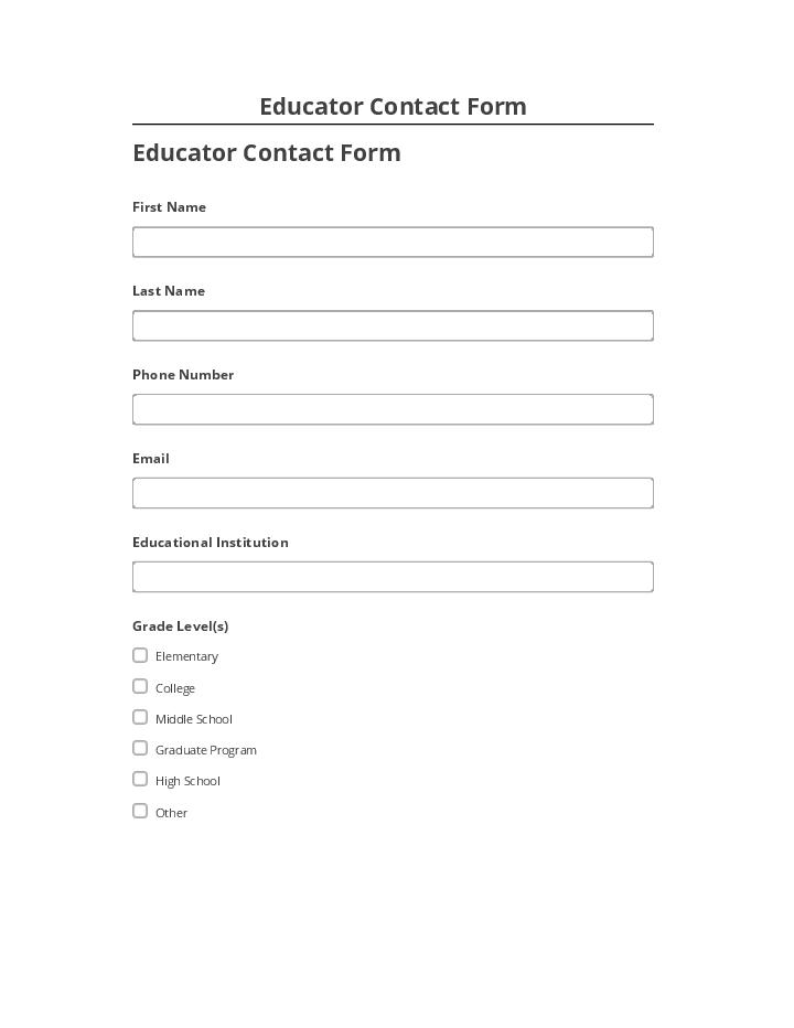 Arrange Educator Contact Form in Salesforce