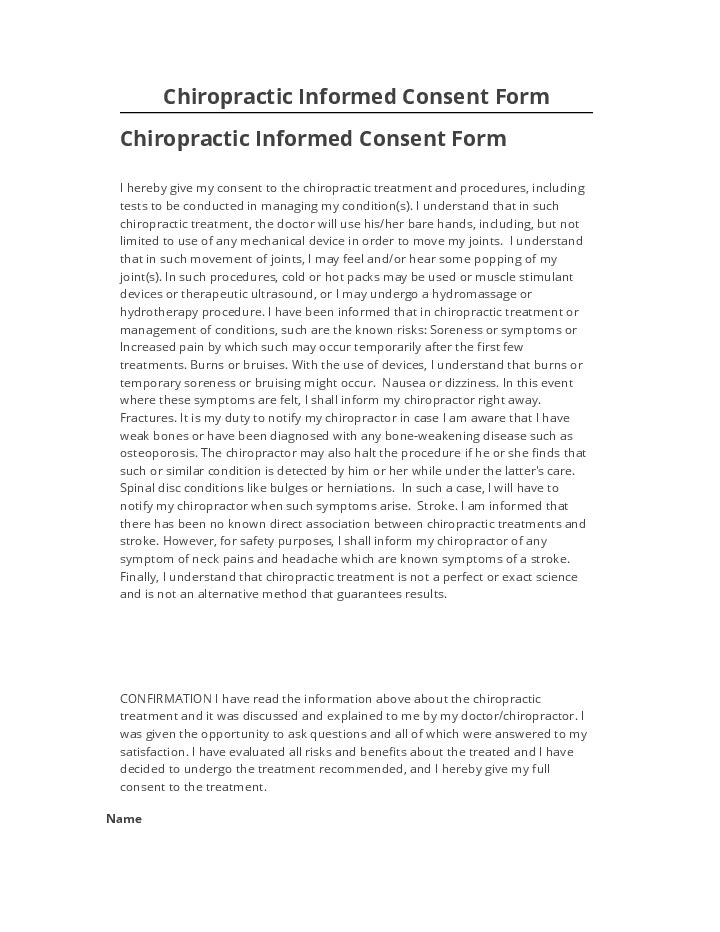 Synchronize Chiropractic Informed Consent Form with Salesforce