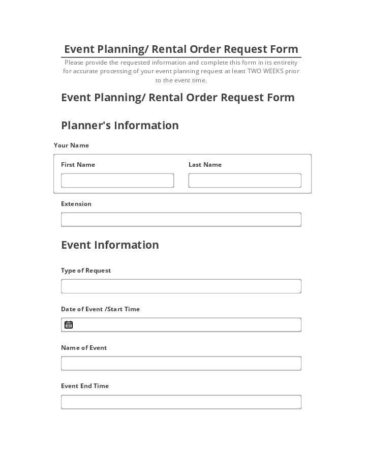 Manage Event Planning/ Rental Order Request Form in Salesforce