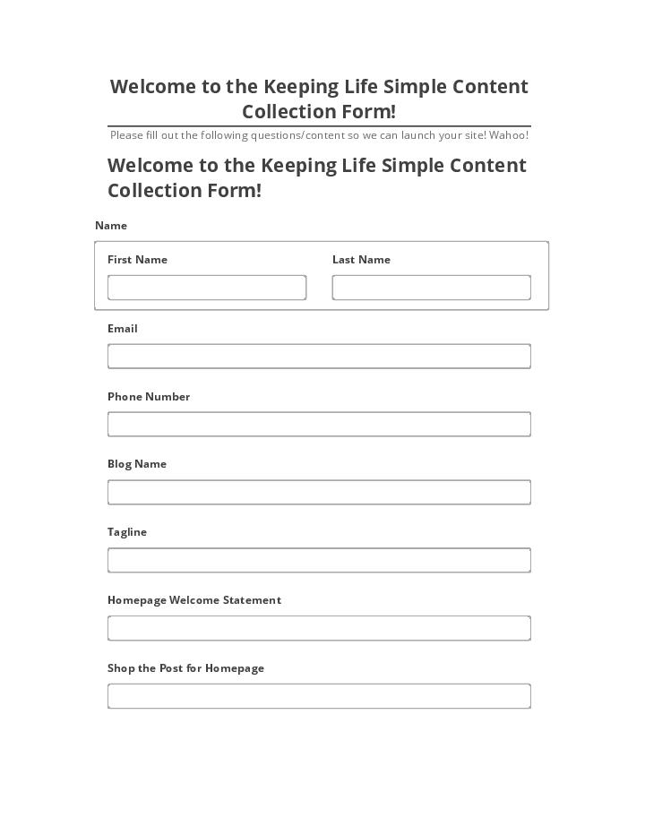 Export Welcome to the Keeping Life Simple Content Collection Form! to Microsoft Dynamics