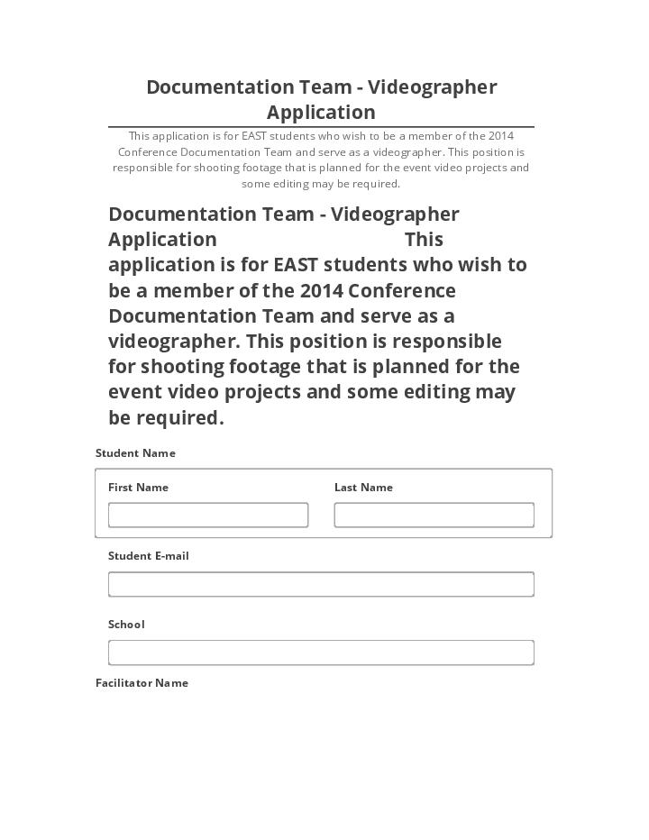 Integrate Documentation Team - Videographer Application with Salesforce