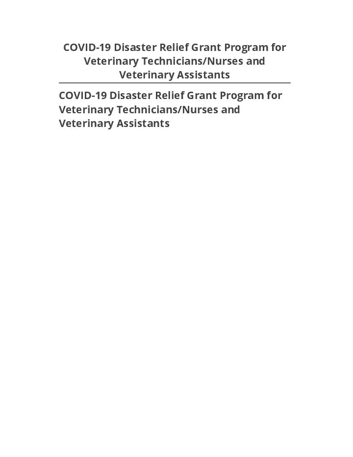 Arrange COVID-19 Disaster Relief Grant Program for Veterinary Technicians/Nurses and Veterinary Assistants