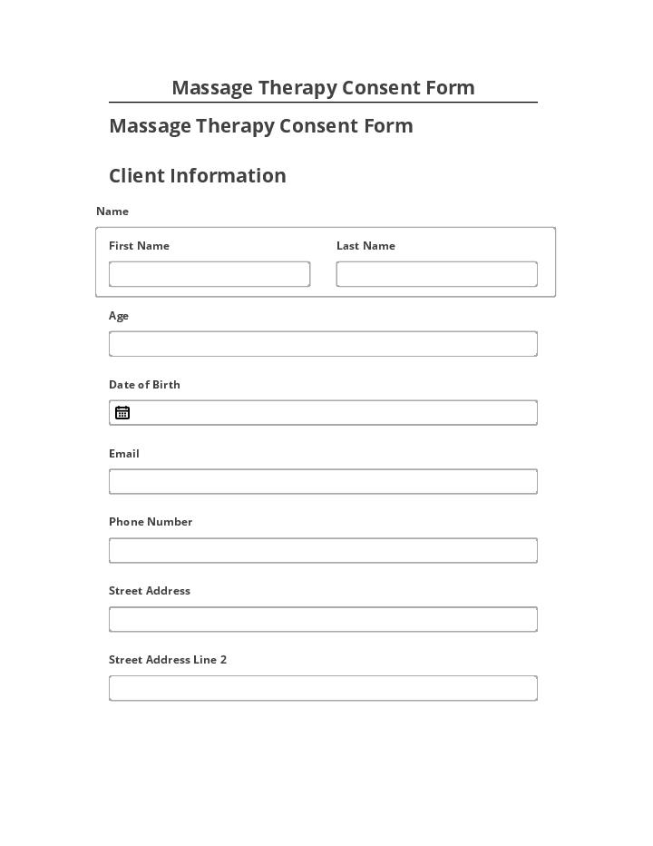 Update Massage Therapy Consent Form from Netsuite