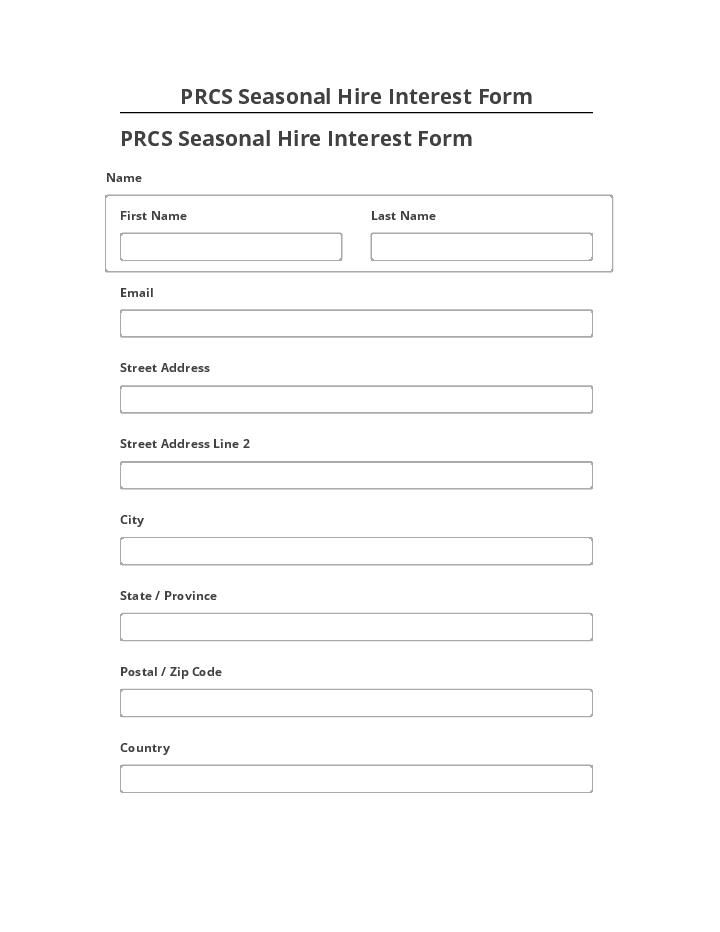 Synchronize PRCS Seasonal Hire Interest Form with Netsuite