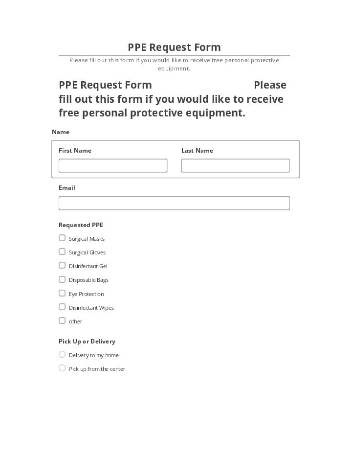 Arrange PPE Request Form in Netsuite