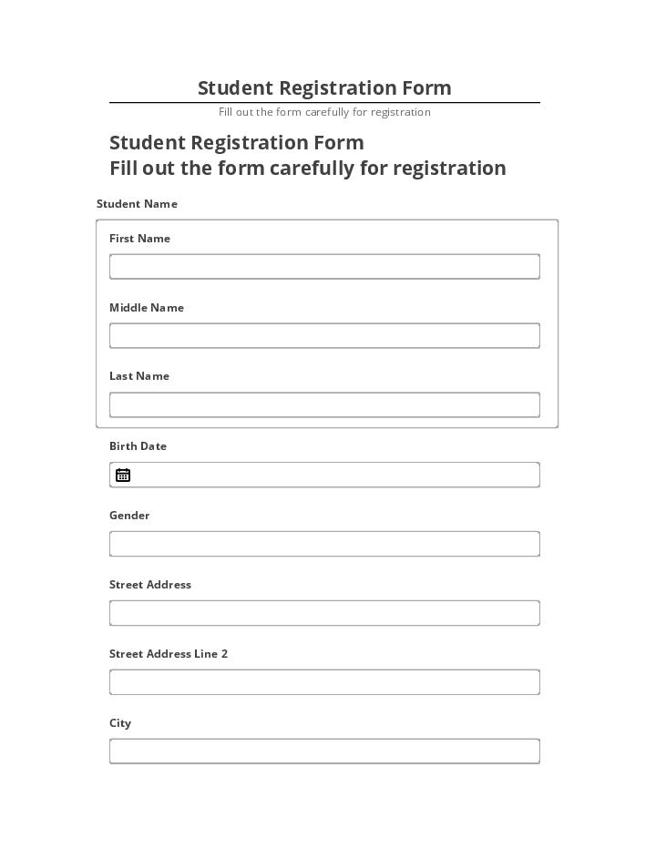 Export Student Registration Form