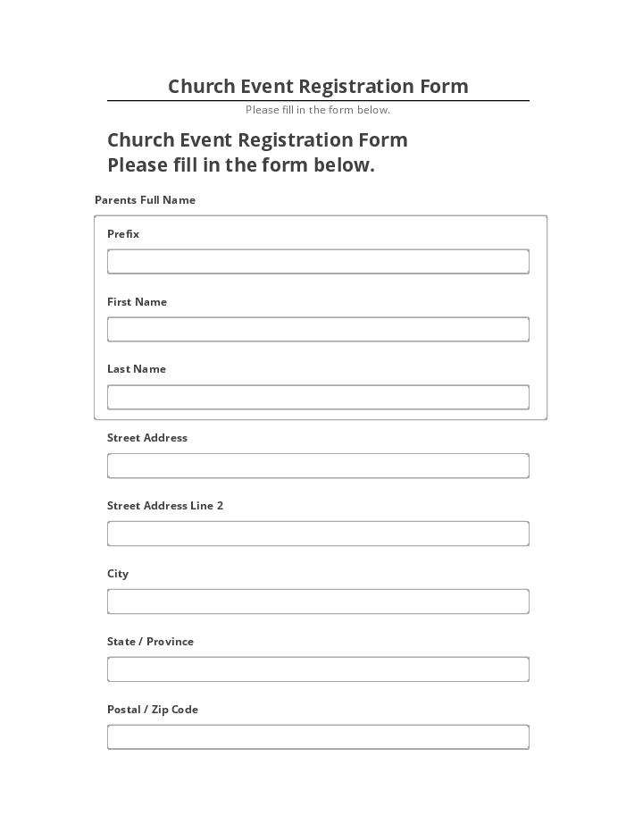 Arrange Church Event Registration Form
