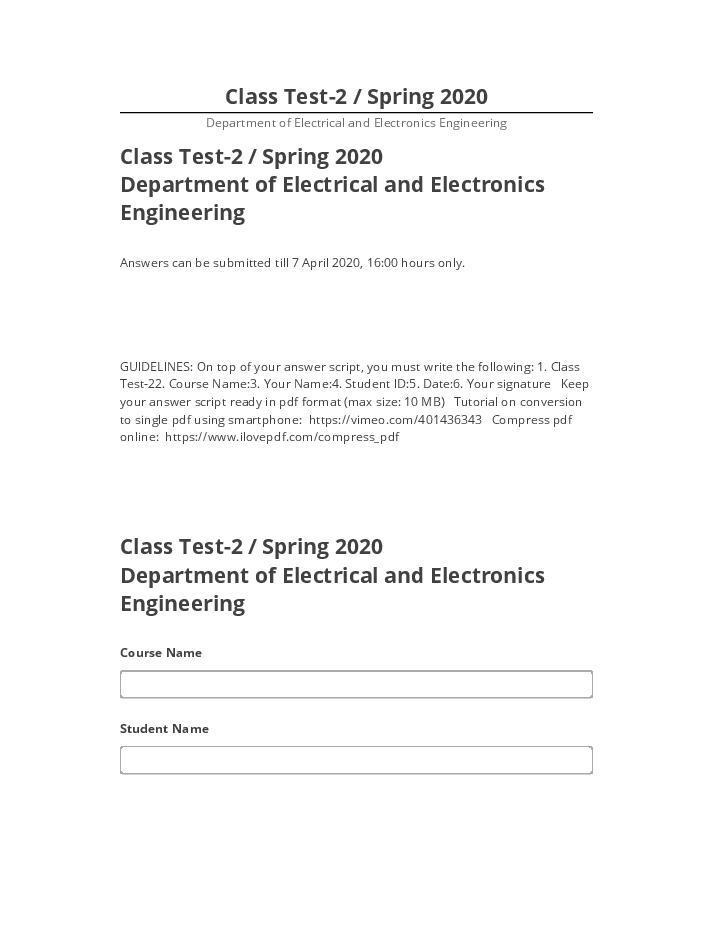 Arrange Class Test-2 / Spring 2020 in Salesforce