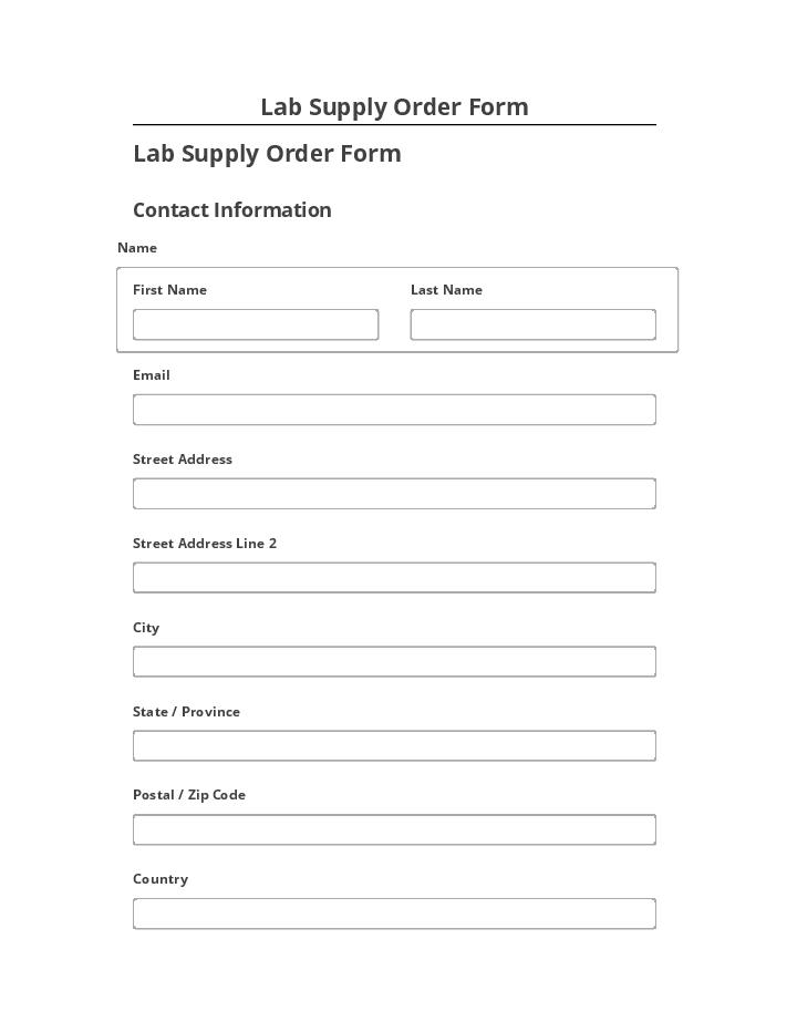 Pre-fill Lab Supply Order Form