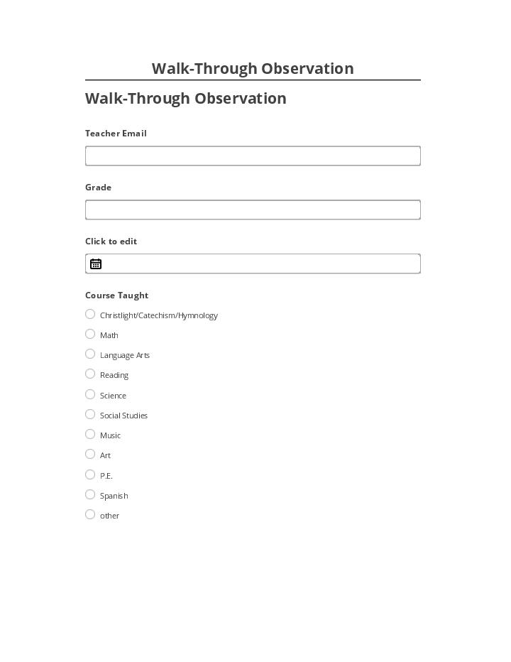 Arrange Walk-Through Observation