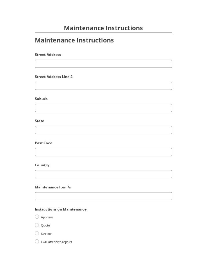 Arrange Maintenance Instructions in Salesforce