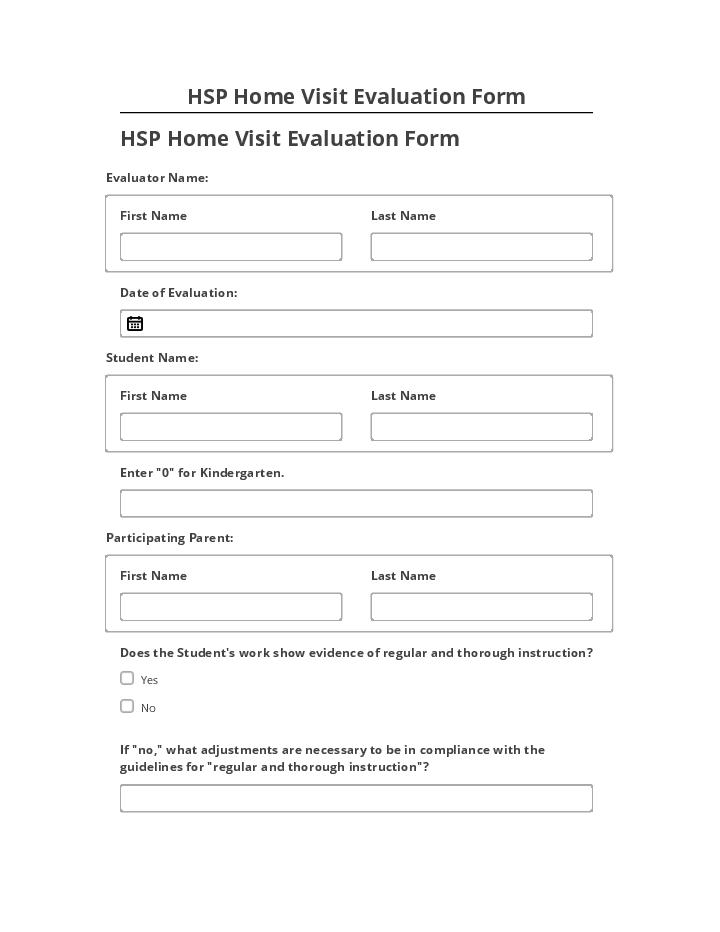 Incorporate HSP Home Visit Evaluation Form