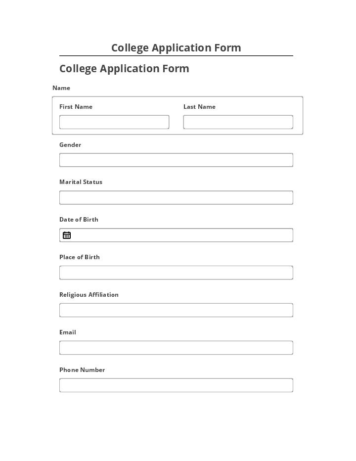 Update College Application Form from Salesforce