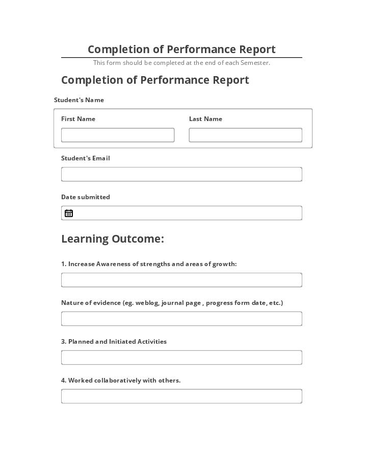 Manage Completion of Performance Report