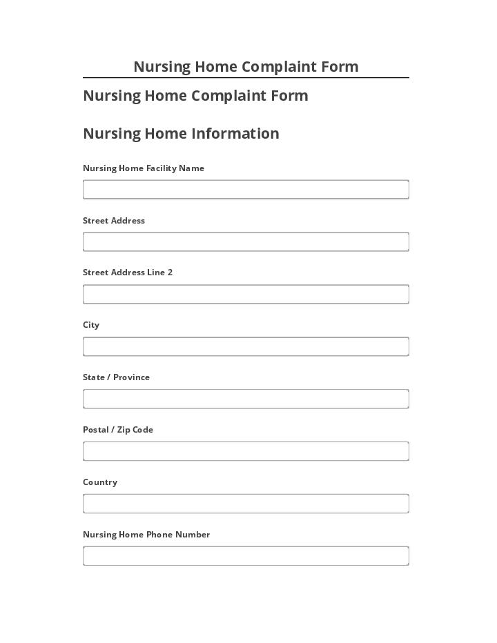 Export Nursing Home Complaint Form to Netsuite