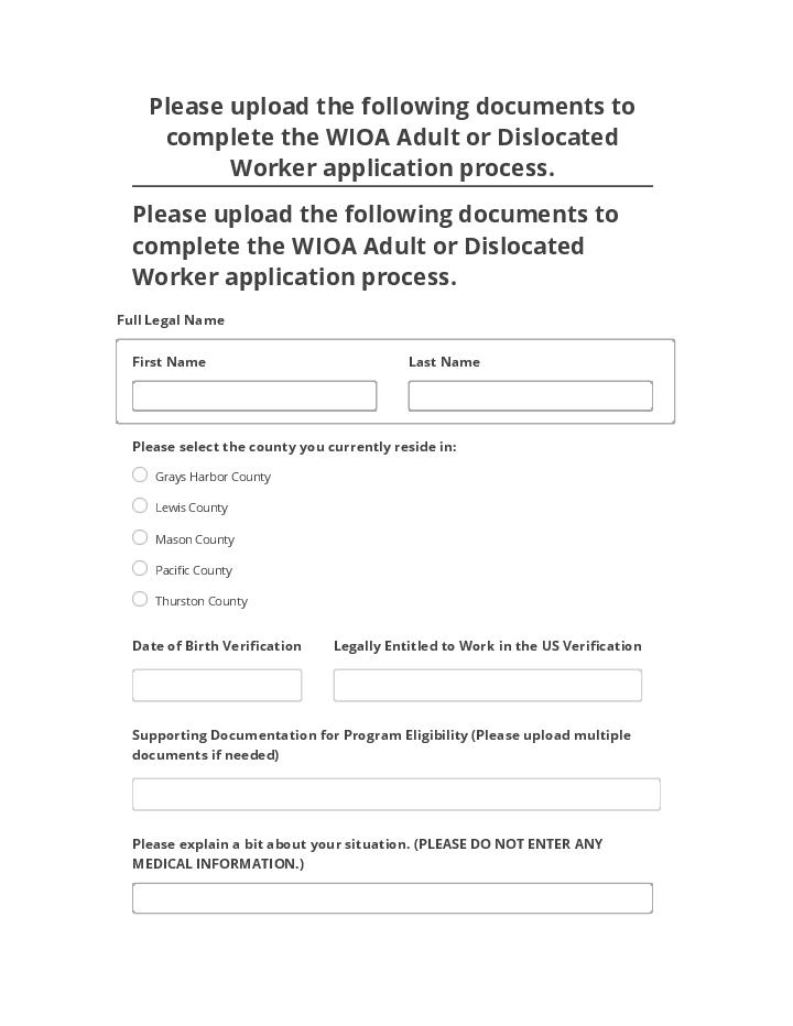 Integrate Please upload the following documents to complete the WIOA Adult or Dislocated Worker application process.